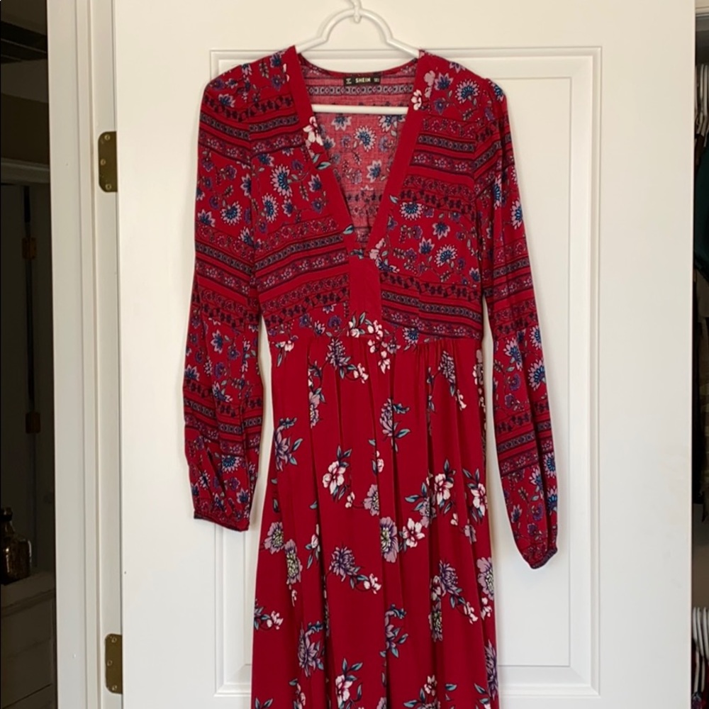 Shein Long Sleeve Floral Maxi